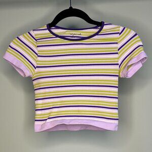 Urban Outfitters Out From Under Tight Short Sleeve Purple Green White Crop Top